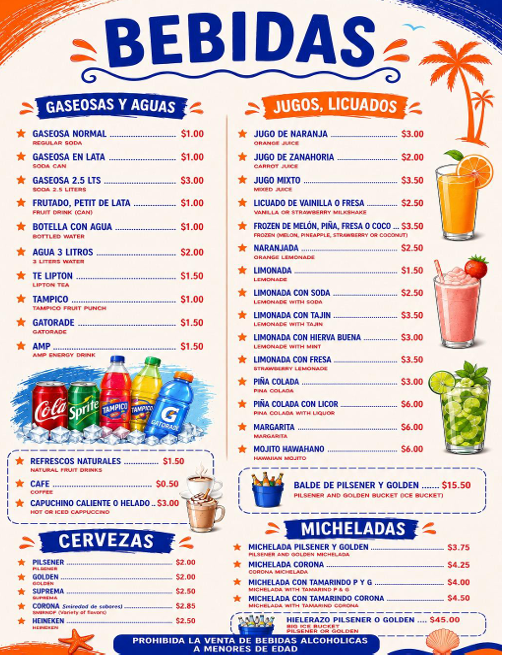 Menú de bebidas